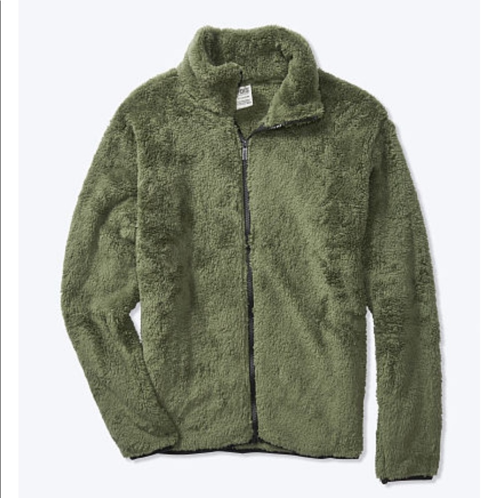 New VS PINK Teddy Full Zip Vintage Green - Picture 3 of 8